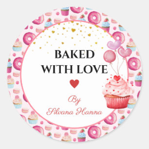 Gebakken met Liefde - Mooie Cupcakes & Donuts Ronde Sticker
