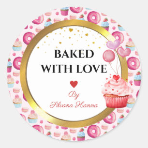 Gebakken met Liefde - Mooie Cupcakes & Donuts Ronde Sticker
