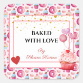 Gebakken met Liefde - Mooie Cupcakes & Donuts Vierkante Sticker (Voorkant)