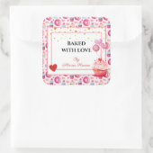 Gebakken met Liefde - Mooie Cupcakes & Donuts Vierkante Sticker (Tas)