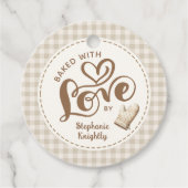 Gebakken Met Liefde Neutrale Gingham Persoonlijk Bedankjes Labels (Voorkant)