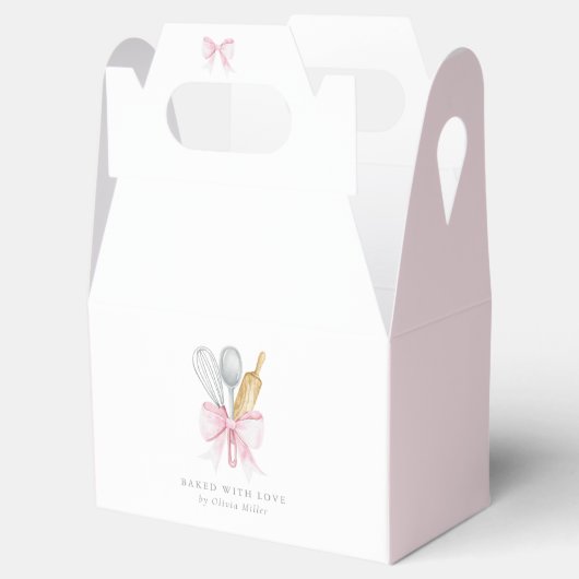 Gebakken met liefde Roze strik Coquette gepersonal Bedankdoosjes (Geopend)