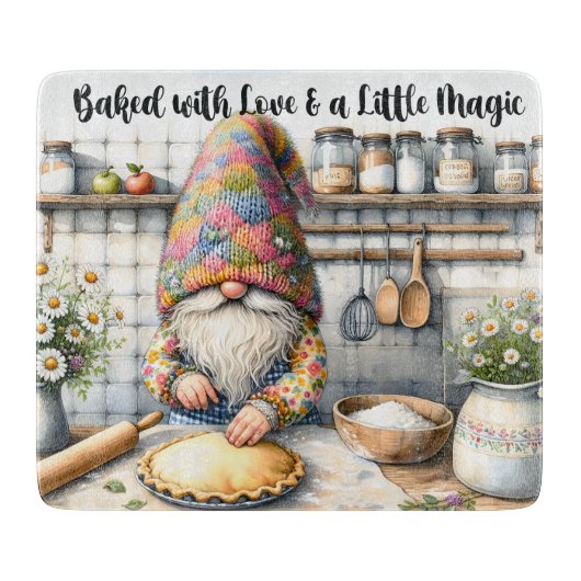 Gebakken met liefde rustieke bakken gnoom snijplank (Voorkant)