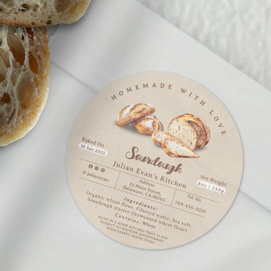 Gebakken met liefde Sourdough Cottage Law Label