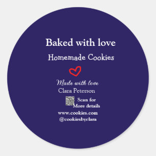 Gebakken met liefde thuis cookies voeg QR toe gema Ronde Sticker