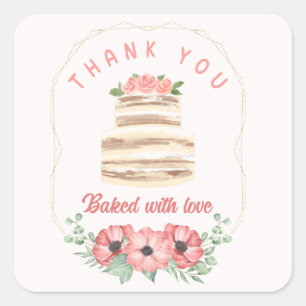 Gebakken met liefde Trouwtaart Vierkante Sticker