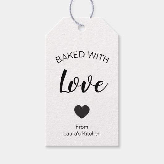 Gebakken met liefde voor zelfgemaakte voedselgesch cadeaulabel (Voorkant)