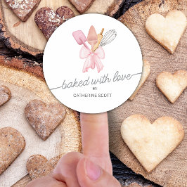 Gebakken met liefde waterverf gepersonaliseerd ronde sticker