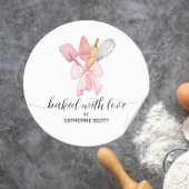 Gebakken met liefde waterverf gepersonaliseerd ronde sticker