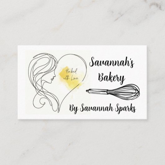 Gebakken met liefde zwart & wit bakkerij visitekaartje (Voorkant)