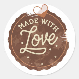 Gebakken met liefdeshart ronde sticker