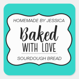  Gebakken met Liefdeslabel HM012sqv3 Vierkante Sticker