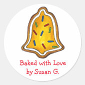 Gebakken met Love Bell Christmas Sugar Cookie Ronde Sticker (Voorkant)