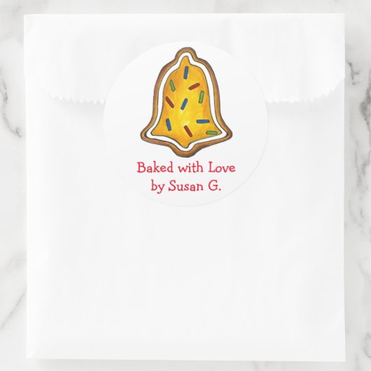 Gebakken met Love Bell Christmas Sugar Cookie Ronde Sticker (Tas)