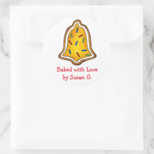 Gebakken met Love Bell Christmas Sugar Cookie Ronde Sticker