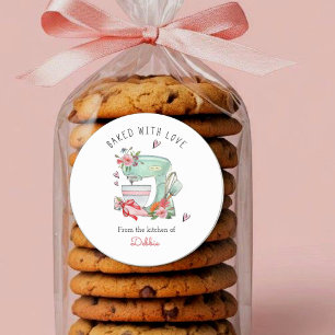 Gebakken met Love Cake Mixer waterverf Ronde Sticker