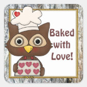 Gebakken met Love uil keuken sticker (Voorkant)