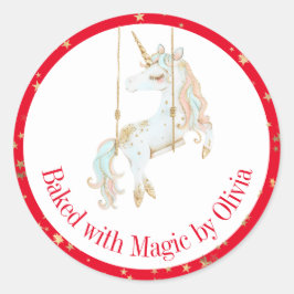 Gebakken met magie Gepersonaliseerd Vakantie Bakke Ronde Sticker