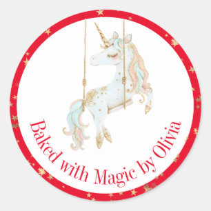 Gebakken met magie Gepersonaliseerd Vakantie Bakke Ronde Sticker