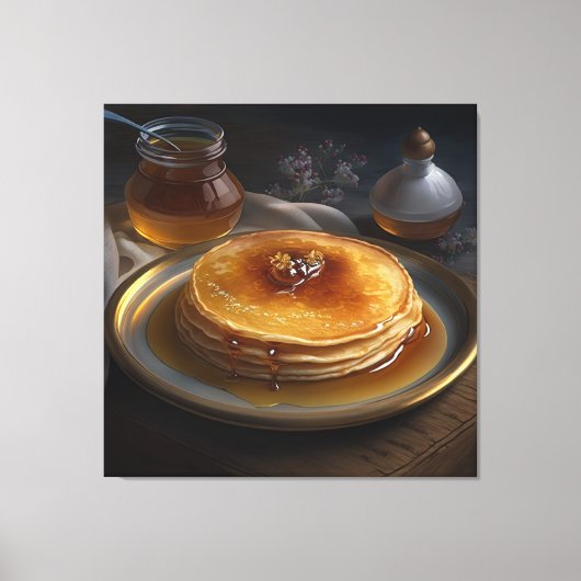 gebakken pannenkoeken op een verbluffende platter canvas afdruk (Voorkant)