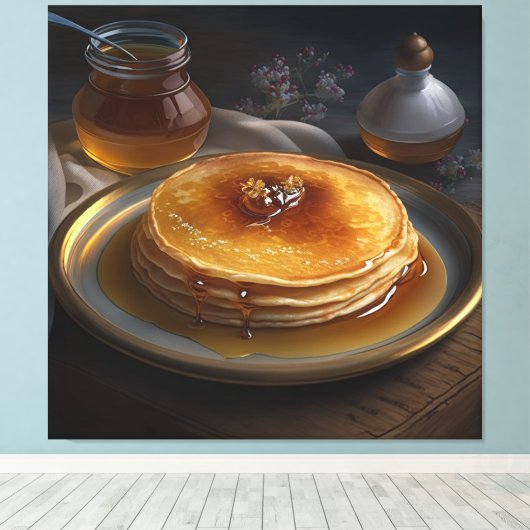 gebakken pannenkoeken op een verbluffende platter canvas afdruk (Insitu (Houten vloer))