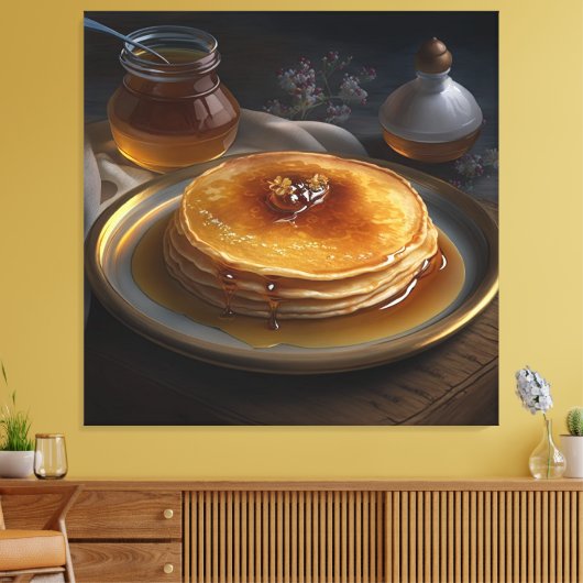 gebakken pannenkoeken op een verbluffende platter canvas afdruk (Insitu (Woonkamer))