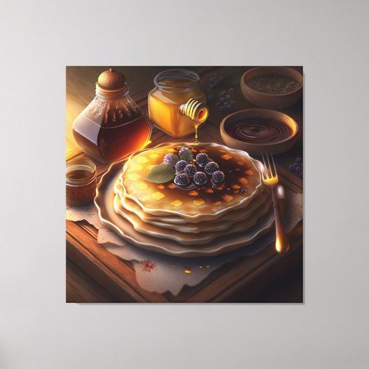gebakken pannenkoeken op een verbluffende platter canvas afdruk (Voorkant)