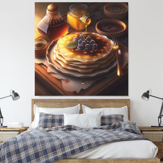 gebakken pannenkoeken op een verbluffende platter canvas afdruk (Insitu (Slaapkamer))