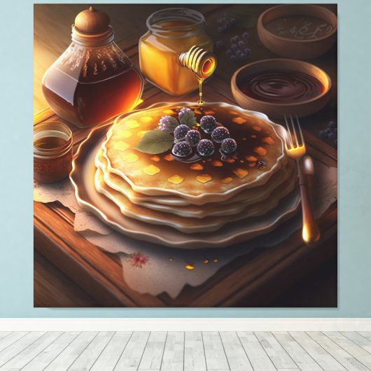 gebakken pannenkoeken op een verbluffende platter canvas afdruk (Insitu (Houten vloer))