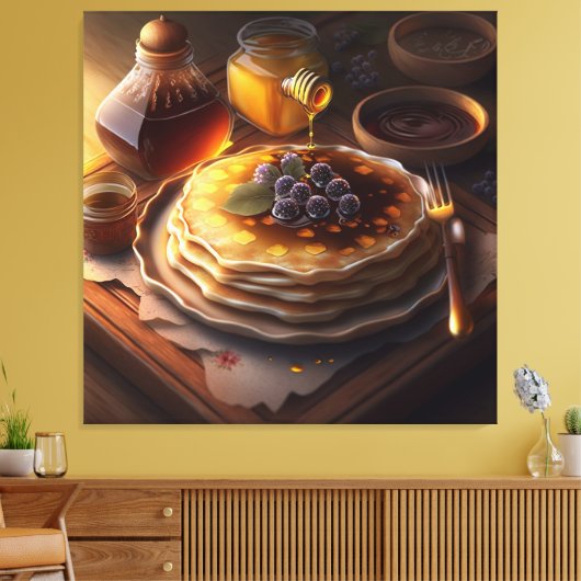 gebakken pannenkoeken op een verbluffende platter canvas afdruk (Insitu (Woonkamer))