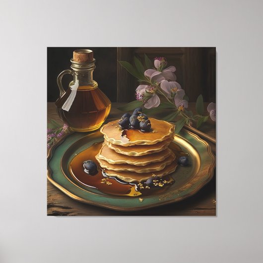 gebakken pannenkoeken op een verbluffende platter canvas afdruk (Voorkant)