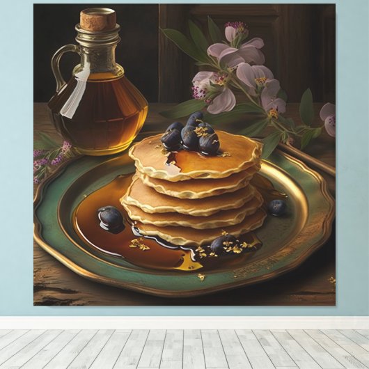 gebakken pannenkoeken op een verbluffende platter canvas afdruk (Insitu (Houten vloer))