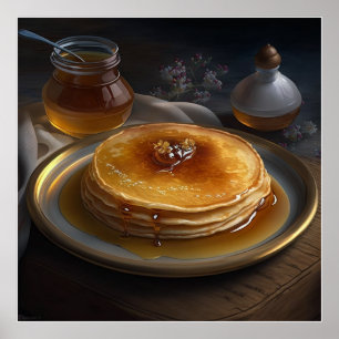 gebakken pannenkoeken op een verbluffende platter poster