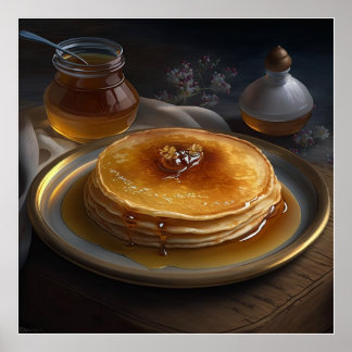 gebakken pannenkoeken op een verbluffende platter poster
