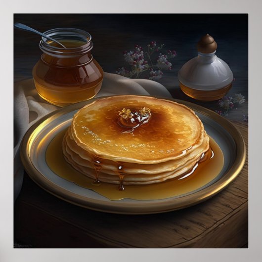 gebakken pannenkoeken op een verbluffende platter poster (Voorkant)