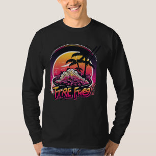Gebakken rijst met een nostalgische 80s retrowave t-shirt