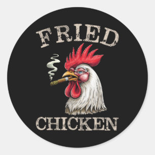Gebakken Roken Chicken Graphic Weed Mannen Vrouwen Ronde Sticker