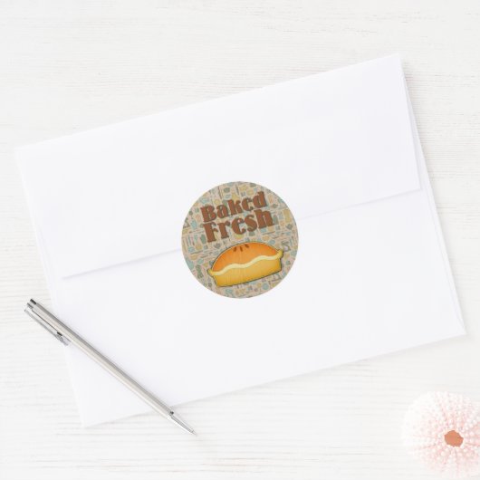 Gebakken verse taart ronde sticker (Envelop)