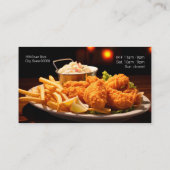 Gebakken vis diner met friet en chowder visitekaartje (Achterkant)