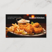 Gebakken vis diner met friet en chowder visitekaartje (Voorkant)