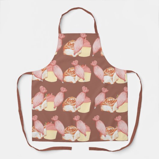 Gebakszakken, kaneelbroodjes en bruine cupcakes schort (Voorkant)