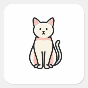 Gebalanceerde Minimale Kat – Moderne Cute Illustra Vierkante Sticker