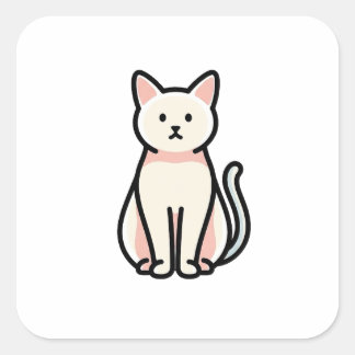 Gebalanceerde Minimale Kat – Moderne Cute Illustra Vierkante Sticker