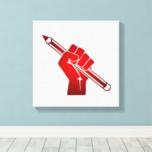 Gebalde Vuist met Potlood Canvas Afdruk (Insitu (Houten vloer))