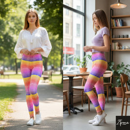 Gebandeerde Regenboog Gradiënt Neon Schotse Ruit Leggings
