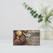 Gebarbecuete ribben w / coleslaw en tekstruimte visitekaartje (Staand voorkant)