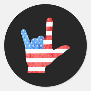 Gebarentaal 4 juli Amerikaanse gebarentalen Doofbe Ronde Sticker