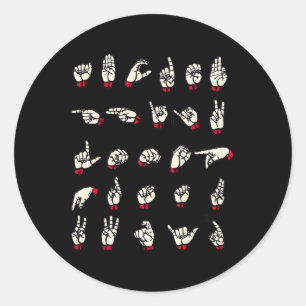 Gebarentaal - Alfabet A tot Z ASL Deaf Awarenes Ronde Sticker
