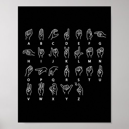 Gebarentaal Alfabet Deaf Mute ASL Deaf Awarenes Poster (Voorkant)