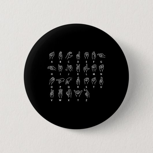 Gebarentaal Alfabet Deaf Mute ASL Deaf Awarenes Ronde Button 5,7 Cm (Voorkant)